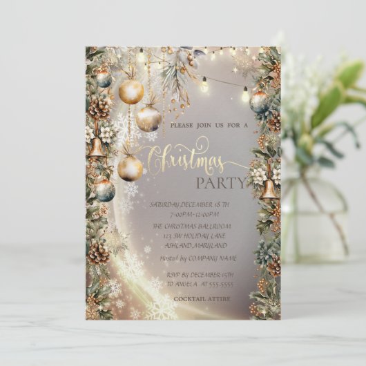 Balls Bells Pinecones Kerst Kaart (Staand voorkant)