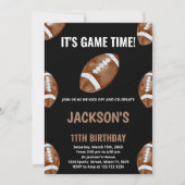 Balls Black Football Birthday-uitnodigingen Kaart (Voorkant)