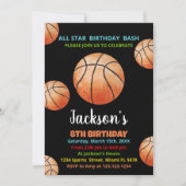 Balls Black Oranje Basketball Birthday-uitnodiging Kaart (Voorkant)