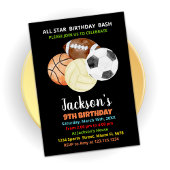 Balls Black Oranje Sports Birthday Invitations Kaart