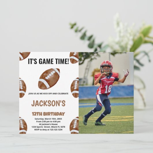 Balls Football Birthday Invitations with photoshop Kaart (Staand voorkant)