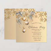  Balls Goud Sneeuwvlokken Corporate Christmas Kaart (Voorkant / Achterkant)