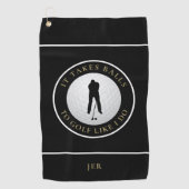 Balls Humor Golfer Sports Monogrammed Black Gold Golfhanddoek (Voorkant)