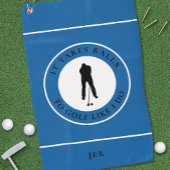 Balls Humor Golfer Sports Pun Monogram Blue Black Golfhanddoek
