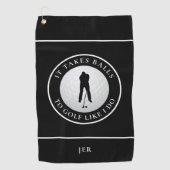 Balls Humor Golfer Sports Pun Monogrammed Black Golfhanddoek (Voorkant)