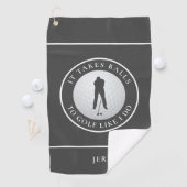 Balls Humor Golfer Sports Pun Monogrammed Grey Golfhanddoek (Insitu)