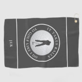 Balls Humor Golfer Sports Pun Monogrammed Grey Golfhanddoek (Horizontaal)