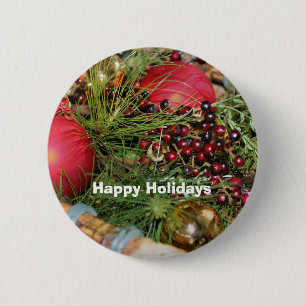 Balls Kralen Evergreen Kerstvakantie Button Pin