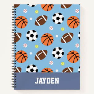 Balls Pattern Sports Kinder Personalized Notitieboek