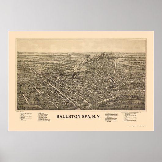 Ballston Spa, NY Panoramic Map - 1890 Poster (Voorkant)