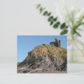 ballybunion kasteel op het klif - briefkaart (Staand voorkant)