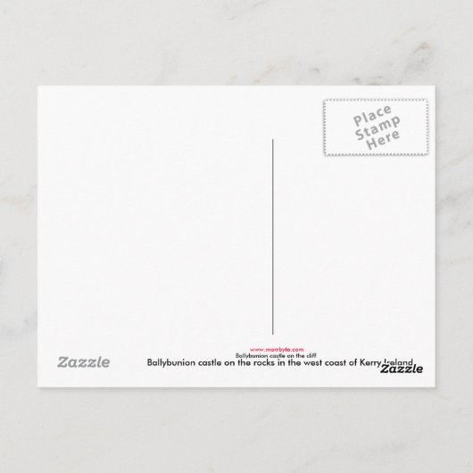 ballybunion kasteel op het klif - briefkaart (Achterkant)