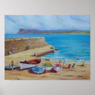 Ballycastle Harbour-oliesschilderij van Joanne Cas Poster
