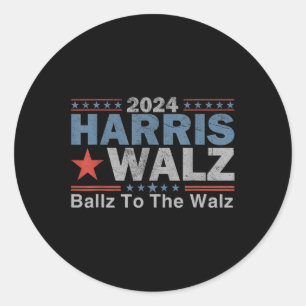 Ballz naar de W Harris W 2024 Kalama Harris Waltz  Ronde Sticker