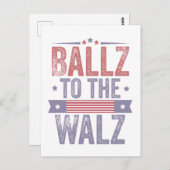 Ballz naar de Walz Harris Wals 2024 Verkiezing   Briefkaart (Voorkant / Achterkant)