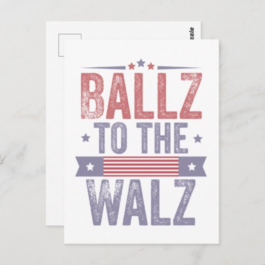 Ballz naar de Walz Harris Wals 2024 Verkiezing   Briefkaart (Voorkant / Achterkant)