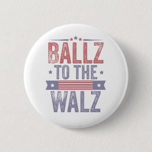 Ballz naar de Walz Harris Wals 2024 Verkiezing   Ronde Button 5,7 Cm