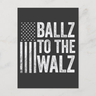 Ballz naar de Walz Harris Walz verkiezing 2024 Briefkaart