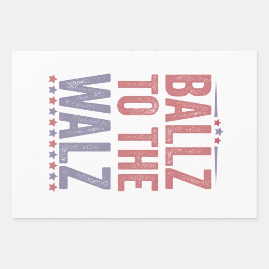 Ballz naar de Walz Harris Walz Verkiezing 2024 Inpakpapier Vel (Voorkant)