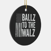 Ballz naar de Walz Harris Walz verkiezing 2024 Keramisch Ornament (Rechts)