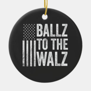 Ballz naar de Walz Harris Walz verkiezing 2024 Keramisch Ornament