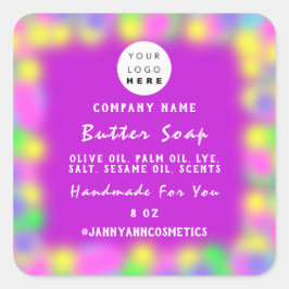 Balm Soap Cosmetics Neon Holograph Custom Logo Vierkante Sticker