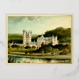 Balmoral Castle 1897, herstelde Gold met hoge reso Folie Uitnodiging Briefkaart