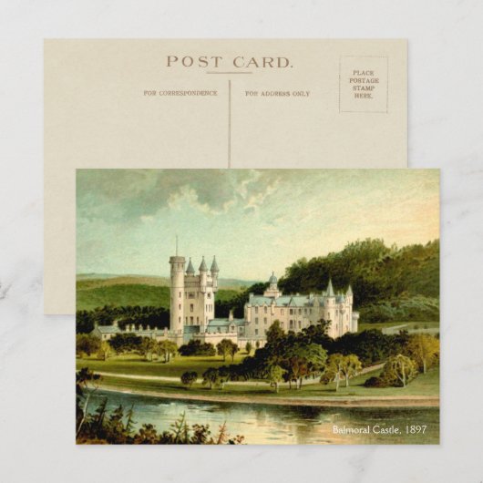 Balmoral Castle 1897, herstelde hoge resolutie Briefkaart (Voorkant / Achterkant)
