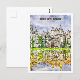 Balmoral Castle Scotland Travel Waterverf Sketch Briefkaart