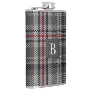 BALMORAL grijs TARTAN Letter Monogram (kan bewerke Heupfles