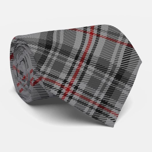 Balmorele Tartan Grey Black Red Royal Jubilee Stropdas (Opgerold)