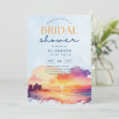 Balmy Days | Tropische Zonsondergang Strand Bruids Kaart (Staand voorkant)