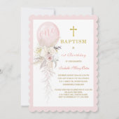 Balonballon Baptisme and First Birthday Invitation Kaart (Voorkant)