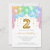 Balonse Arch Rainbow Gold Girls 2e verjaardag Kaart (Voorkant)