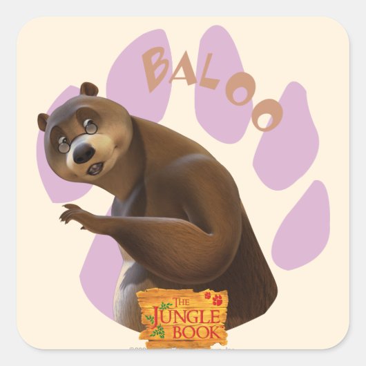 Baloo 1 vierkante sticker (Voorkant)