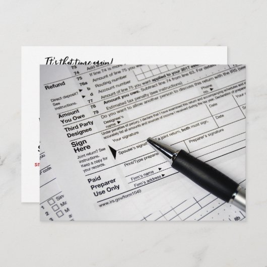 balpeninkt op belastingformulier briefkaart (Voorkant / Achterkant)