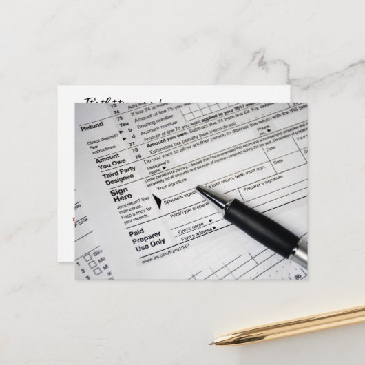 balpeninkt op belastingformulier briefkaart (Voorkant / Achterkant in situ)