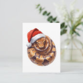 Balpython in Kerstmuts Aquarel Feestdagenkaart (Staand voorkant)