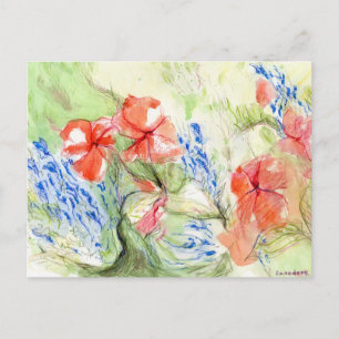 Balsam en Lobelia bloemen Briefkaart