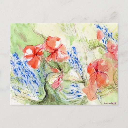 Balsam en Lobelia bloemen Briefkaart (Voorkant)