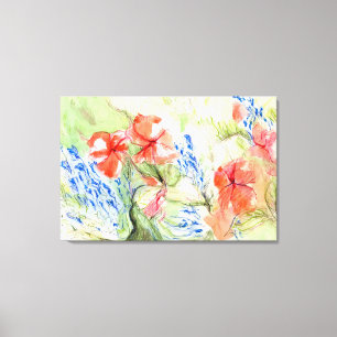 Balsam en Lobelia bloemen Canvas Afdruk