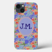 Balsam en Lobelia bloemen en Initialen Case-Mate iPhone Case (Achterkant)