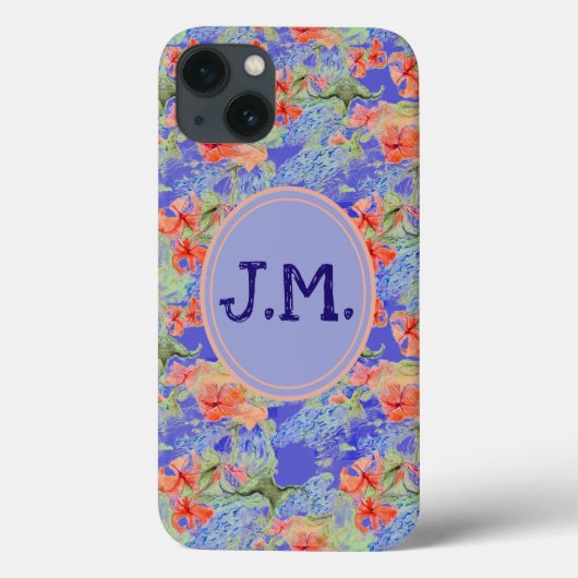 Balsam en Lobelia bloemen en Initialen Case-Mate iPhone Case (Achterkant)