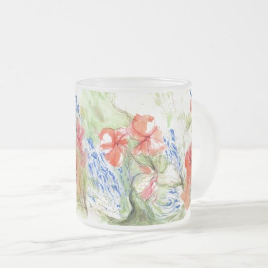 Balsam en Lobelia bloemen Matglas Koffiemok (Voorkant rechts)