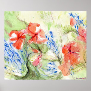Balsam en Lobelia bloemen Poster