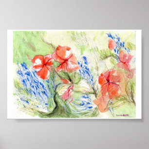 Balsam en Lobelia bloemen Poster