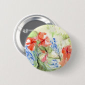 Balsam en Lobelia bloemen Ronde Button 5,7 Cm (Voorkant /achterkant)