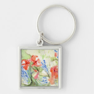 Balsam en Lobelia bloemen Sleutelhanger
