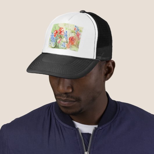 Balsam en Lobelia bloemen Trucker Pet (In situ)
