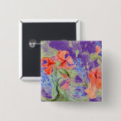 Balsam en Lobelia bloemen Vierkante Button 5,1 Cm (Voorkant /achterkant)